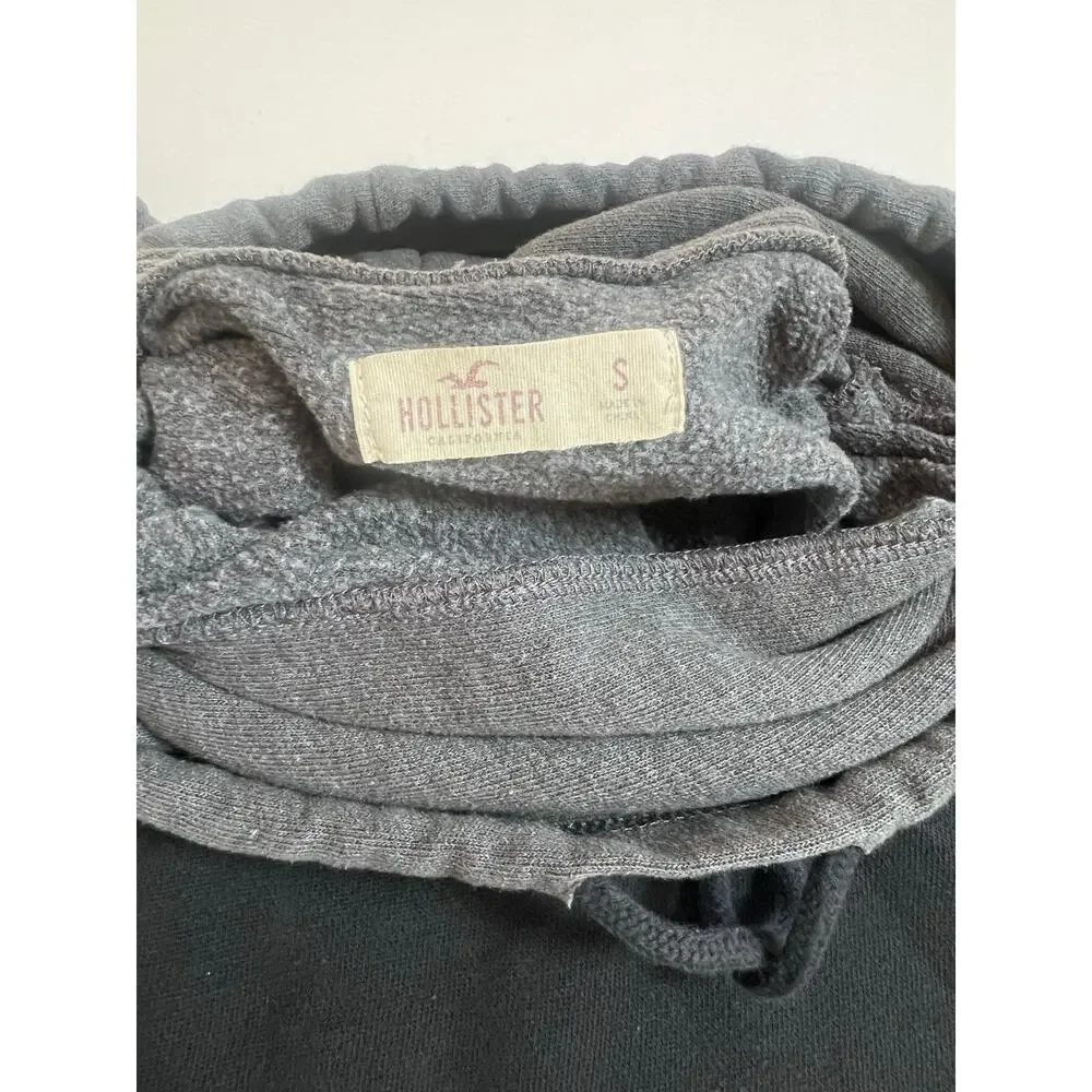 Hollister Gray Black Cowl Neck Pullover S Y2K 1922 Colorblock